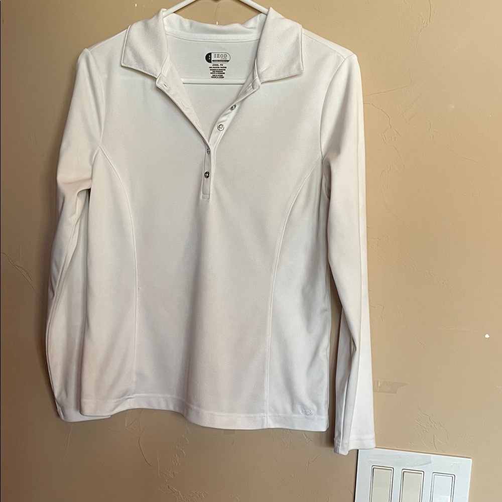 Izod Women’s White Long-Sleeve Performance Polo X- Treme Function Golf COOL FX S